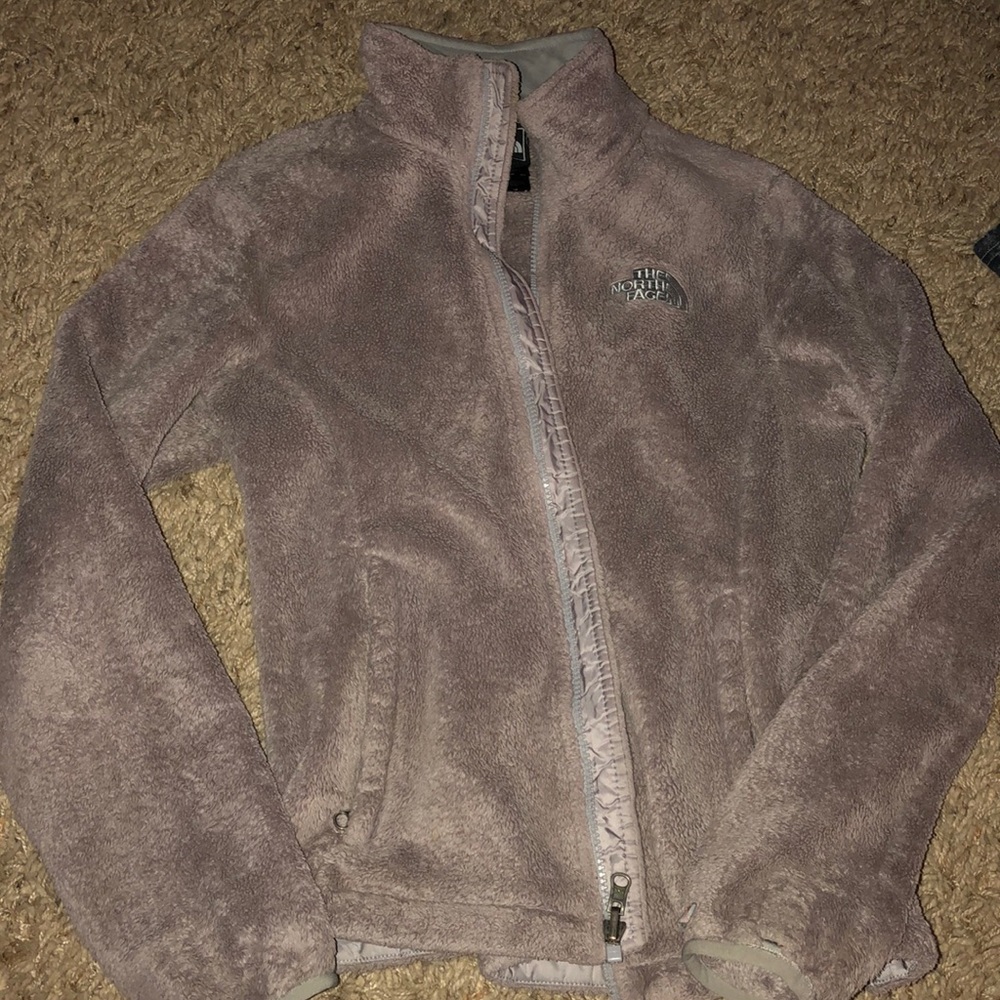 Silver/Grey Fuzzy Northface Jacket